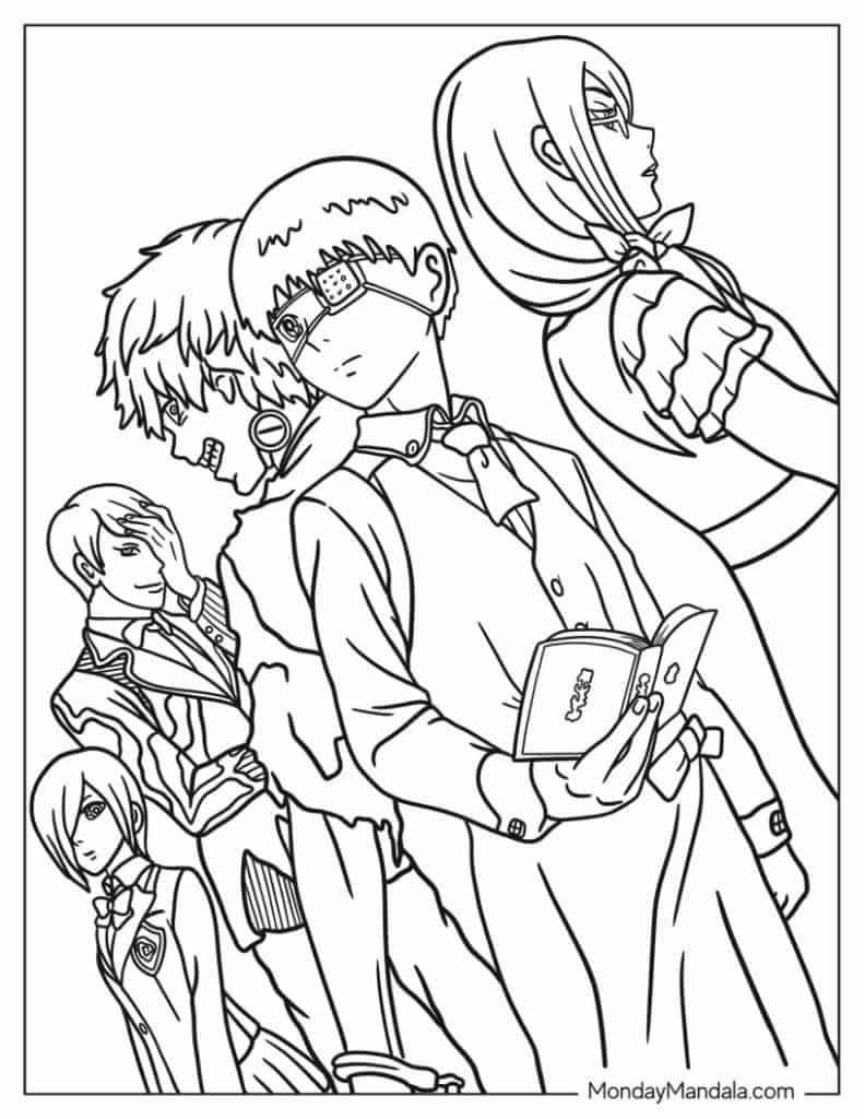 Anime coloring pages free pdf printables