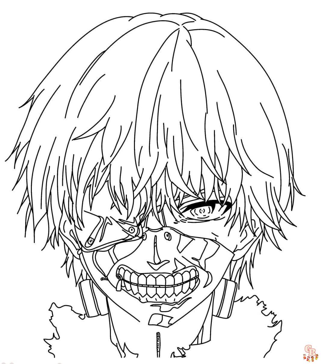 Printable tokyo ghoul coloring pages free for kids and adults