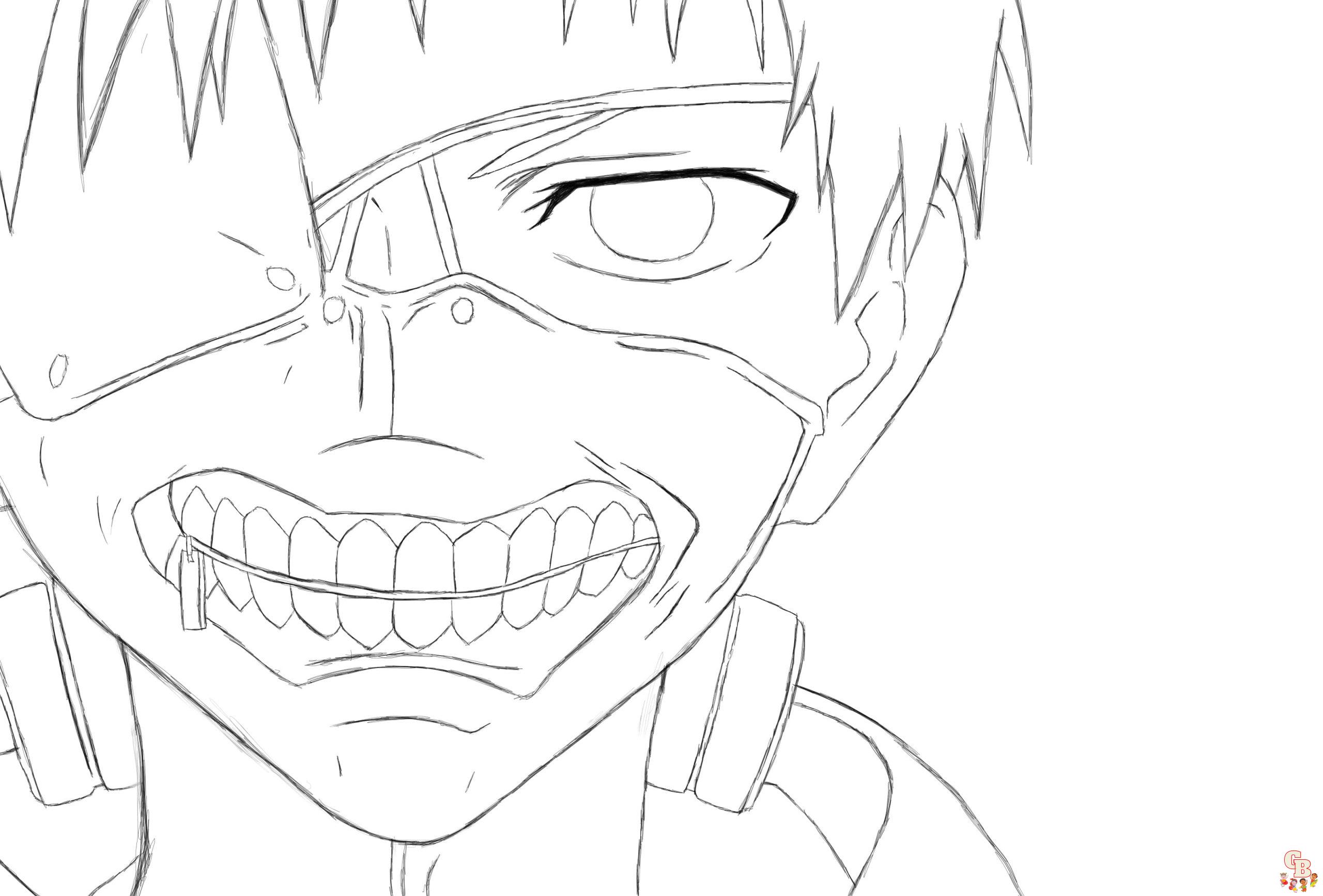 Printable tokyo ghoul coloring pages free for kids and adults