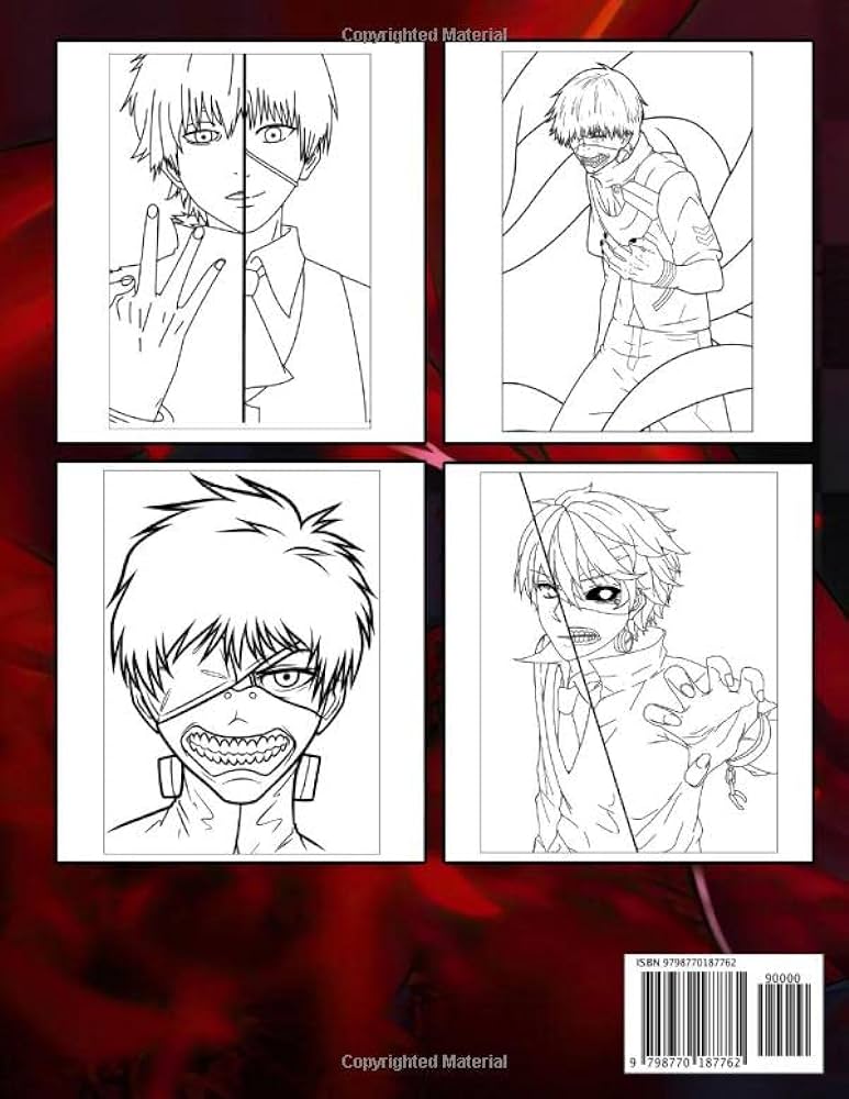 Tokyo ghoul coloring book fantastic manga series coloring pages for fans with premium quality illustrations mind color books