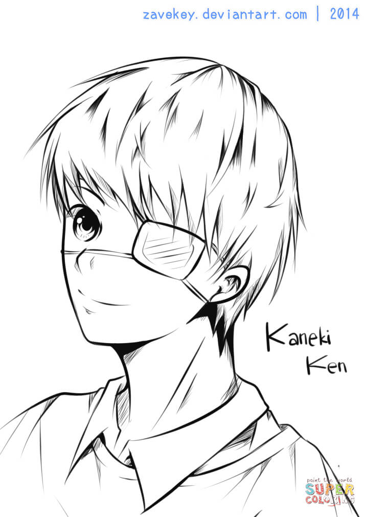 Ken kaneki coloring page free printable coloring pages