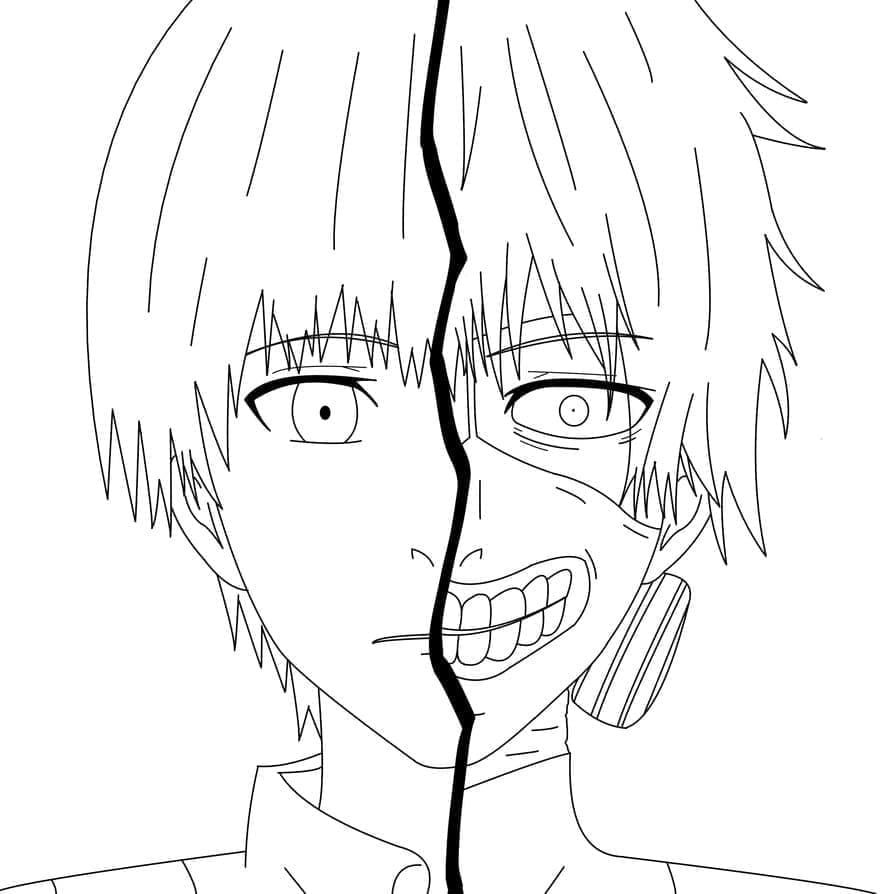 Kaneki ken in tokyo ghoul coloring page