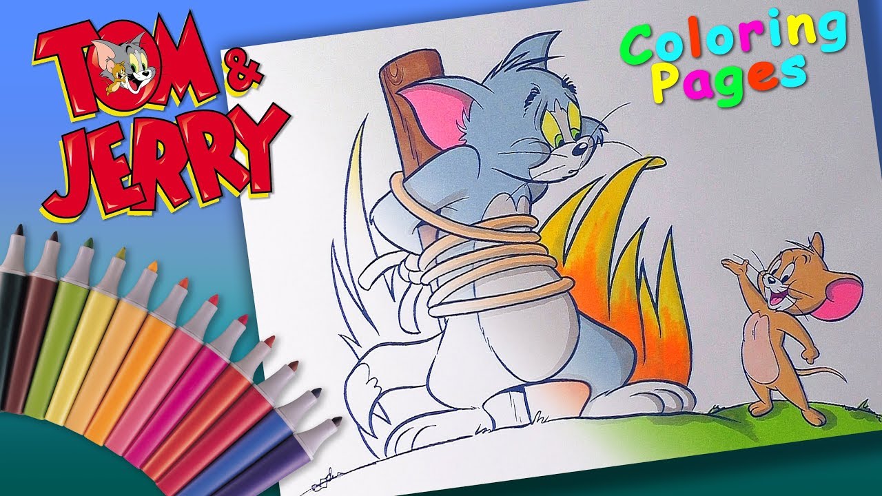 Tom and jerry coloring book forkids jerry caught tom coloringpages for children