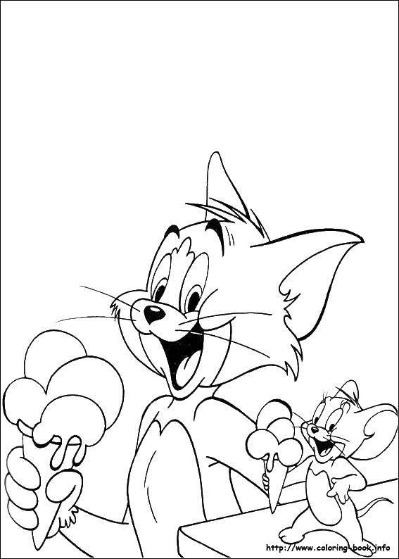 Online coloring pages coloring page tom and jerry eating ice cream tom and jerry download print coloring page