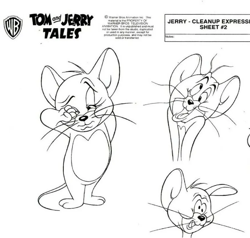 Tom jerry tales archival copy character jerry model sheet page wb