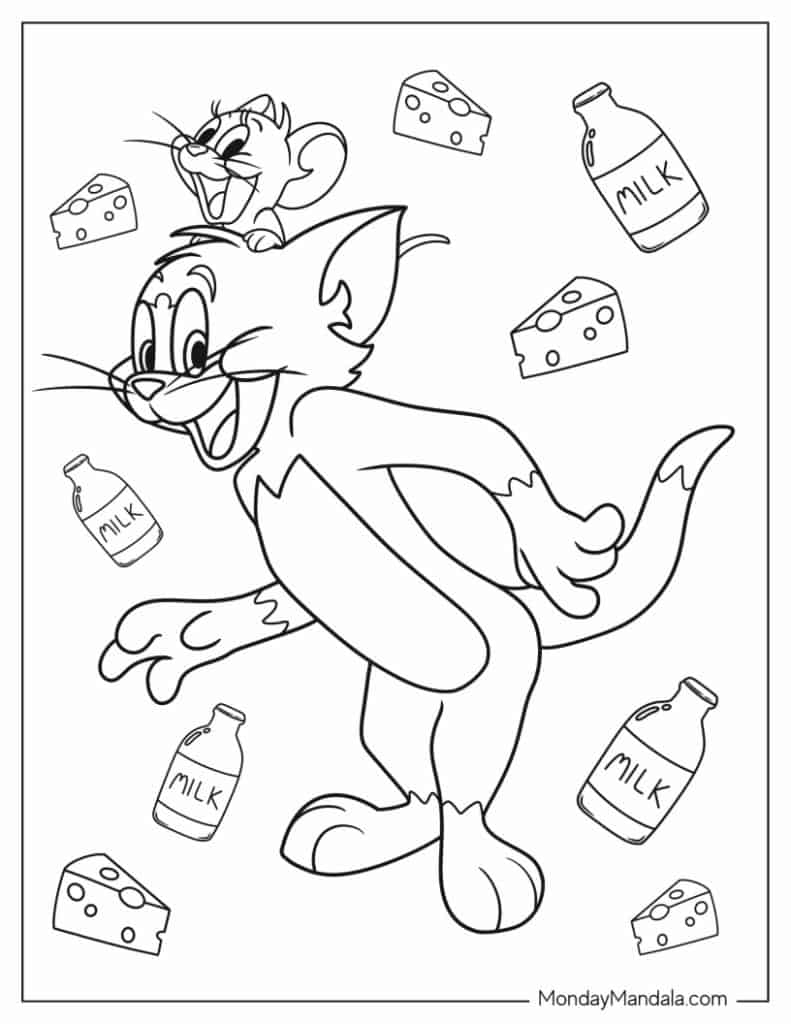 Tom and jerry coloring pages free pdf printables