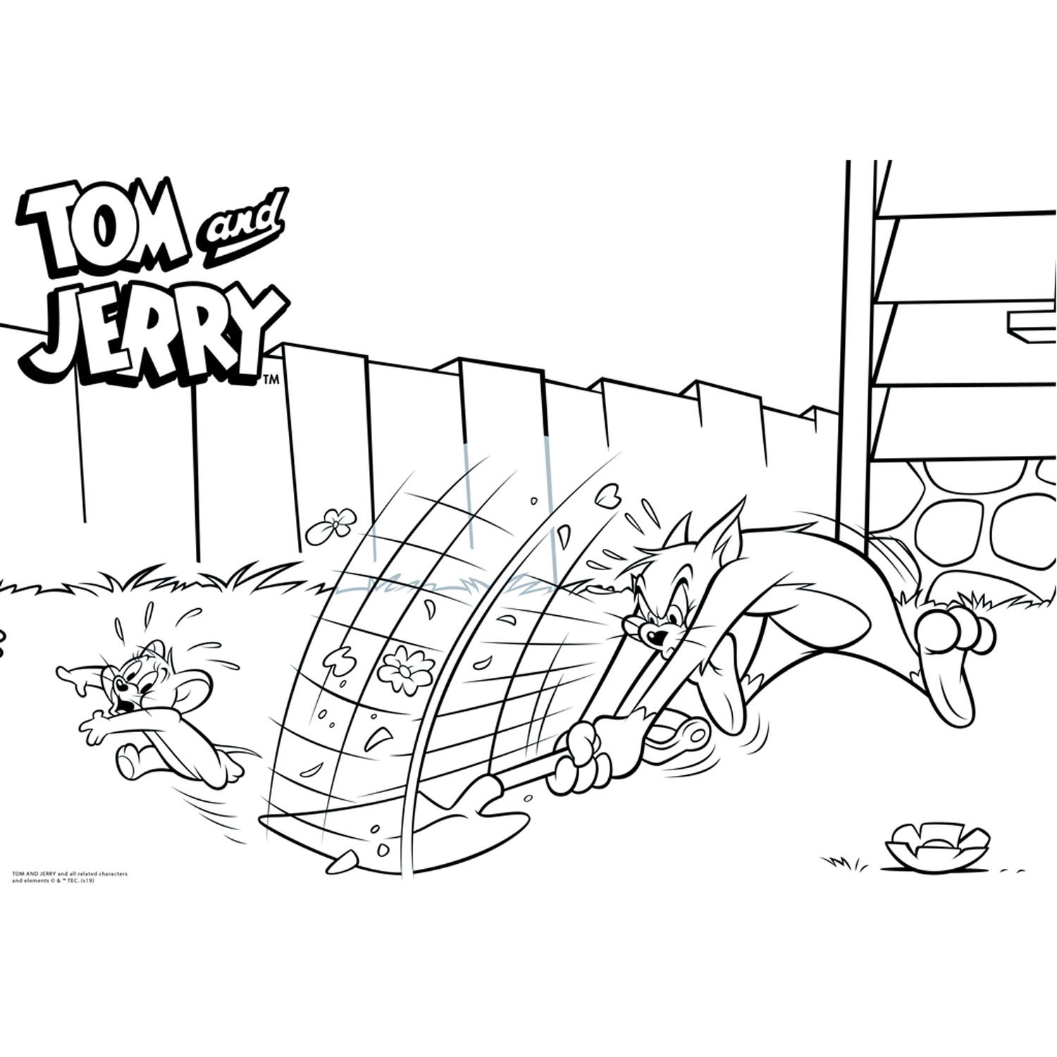 Tom jerry coloring pages with stencil and sticker sheet thimble toys