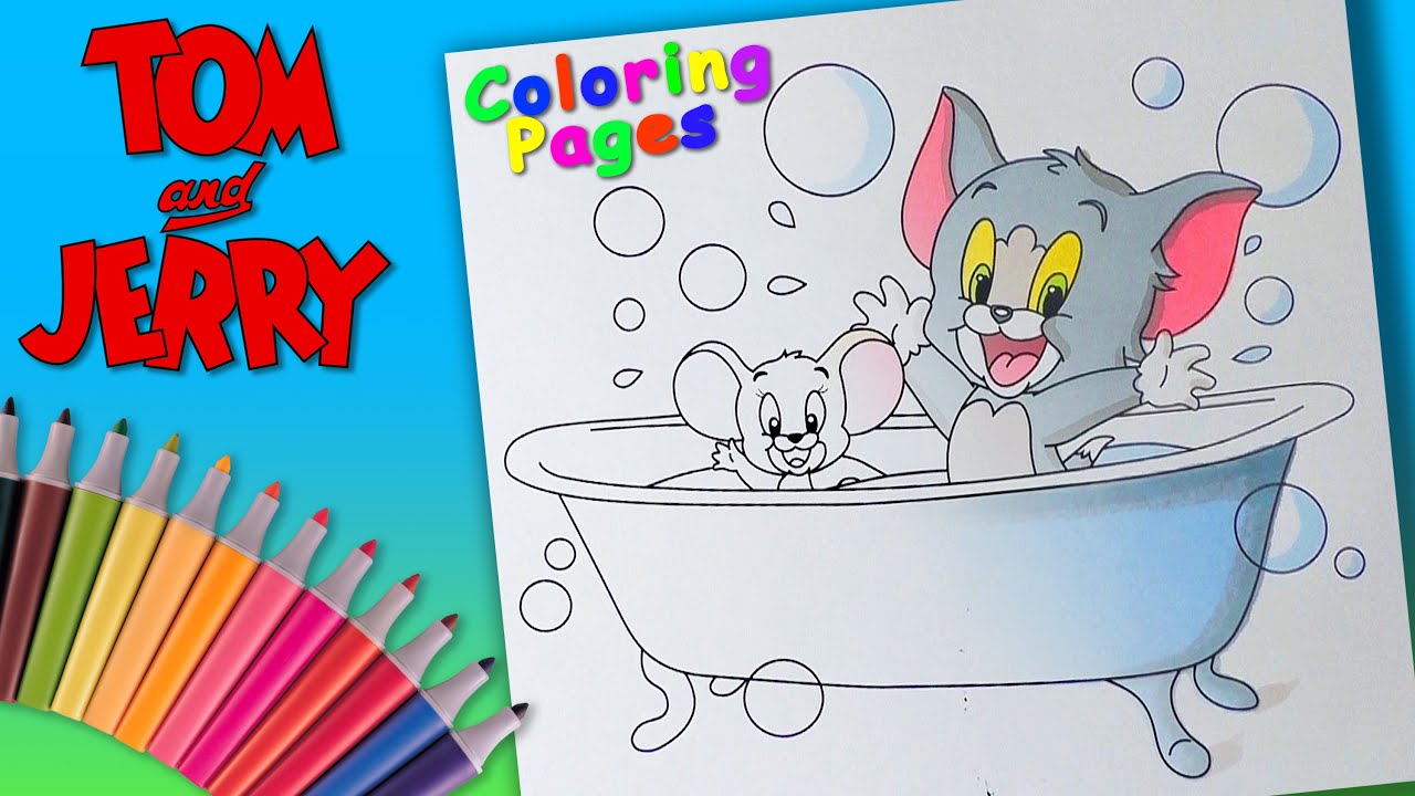 Tom and jerry coloring pages for kids baby tom and jerry take a bath colouring