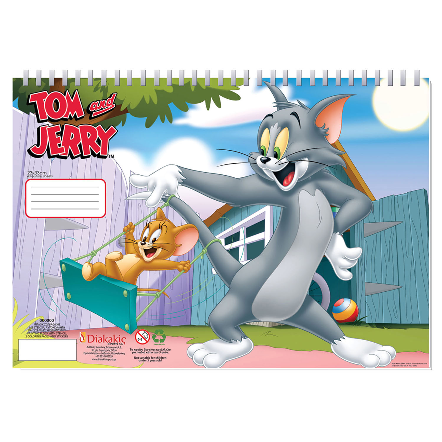 Tom jerry coloring pages with stencil and sticker sheet thimble toys