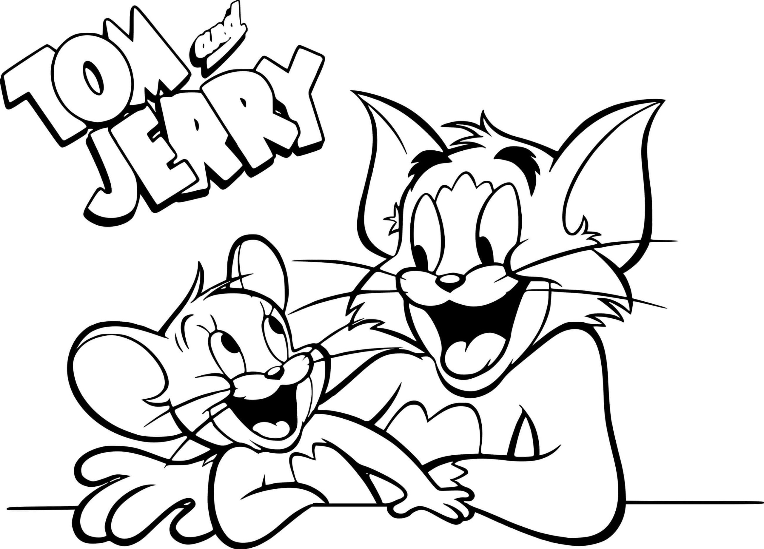 Laughing tom and jerry coloring page