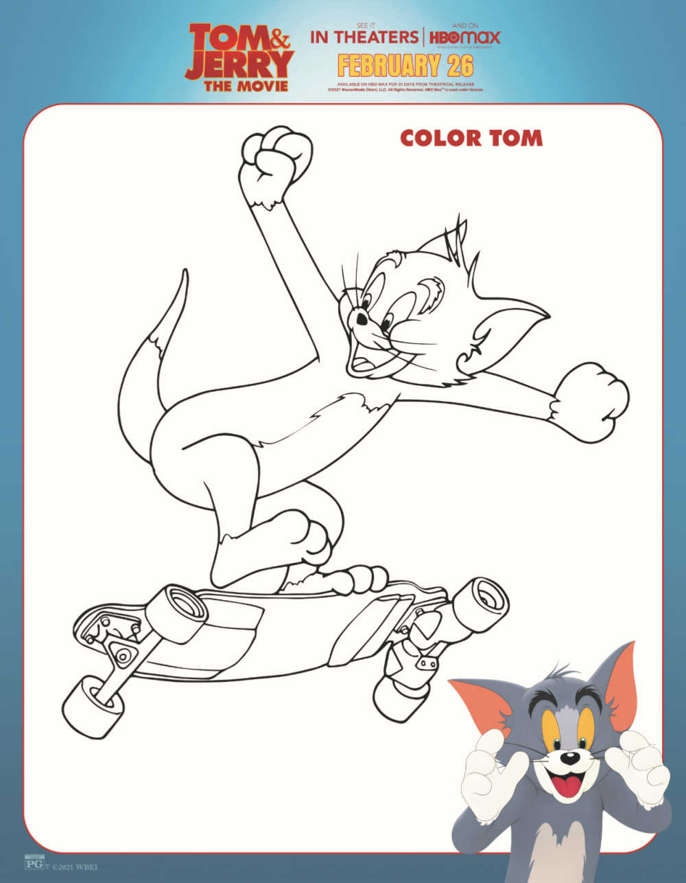 Free printable tom and jerry coloring page