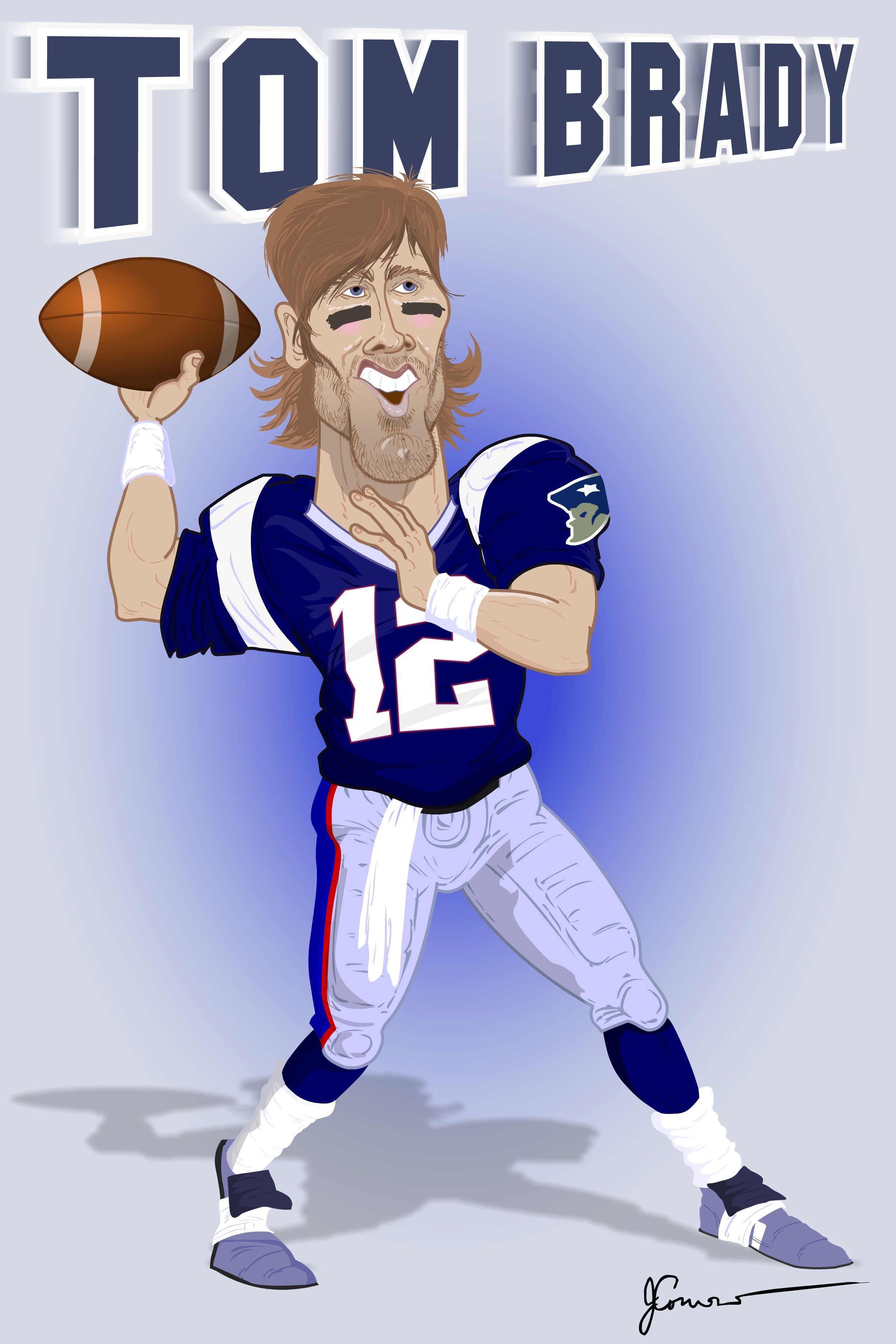 Tom brady nba art caricature nfl football