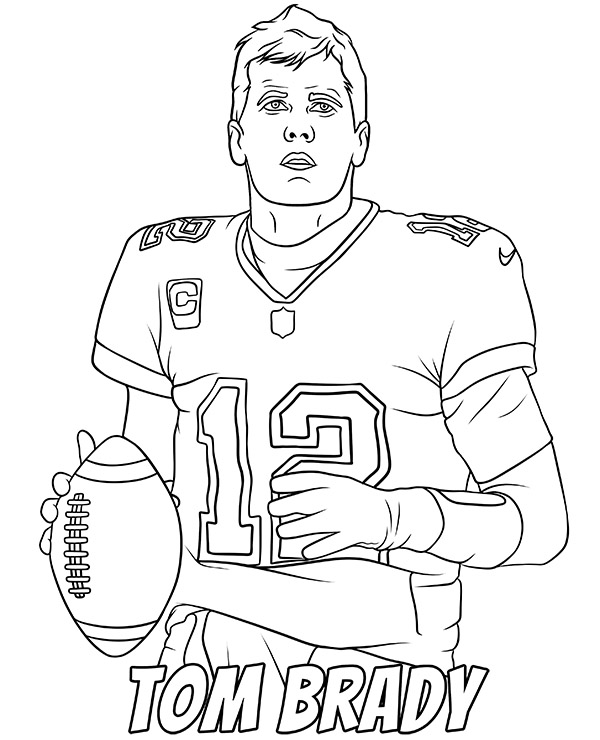 Tom brady coloring page nfl star