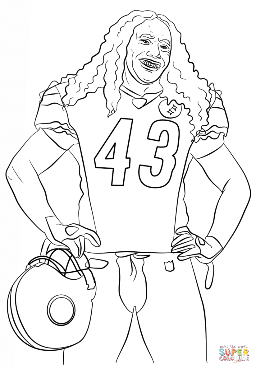 Troy polamalu coloring page free printable coloring pages