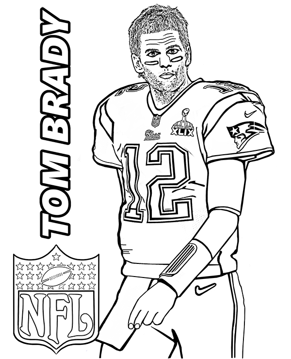 Tom brady coloring page with american football player