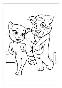 Printable talking tom and angela coloring pages collection for kids