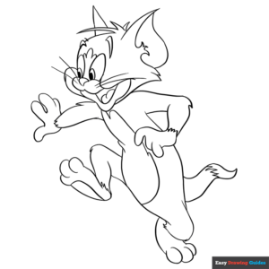 Tom from tom and jerry coloring page easy drawing guides