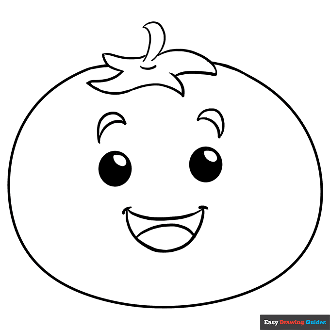 Tomato coloring page easy drawing guides