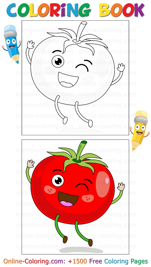 Cartoon tomato free online coloring page