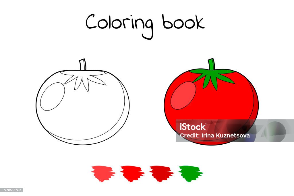 Game for children vegetable coloring page tomato stock illustration