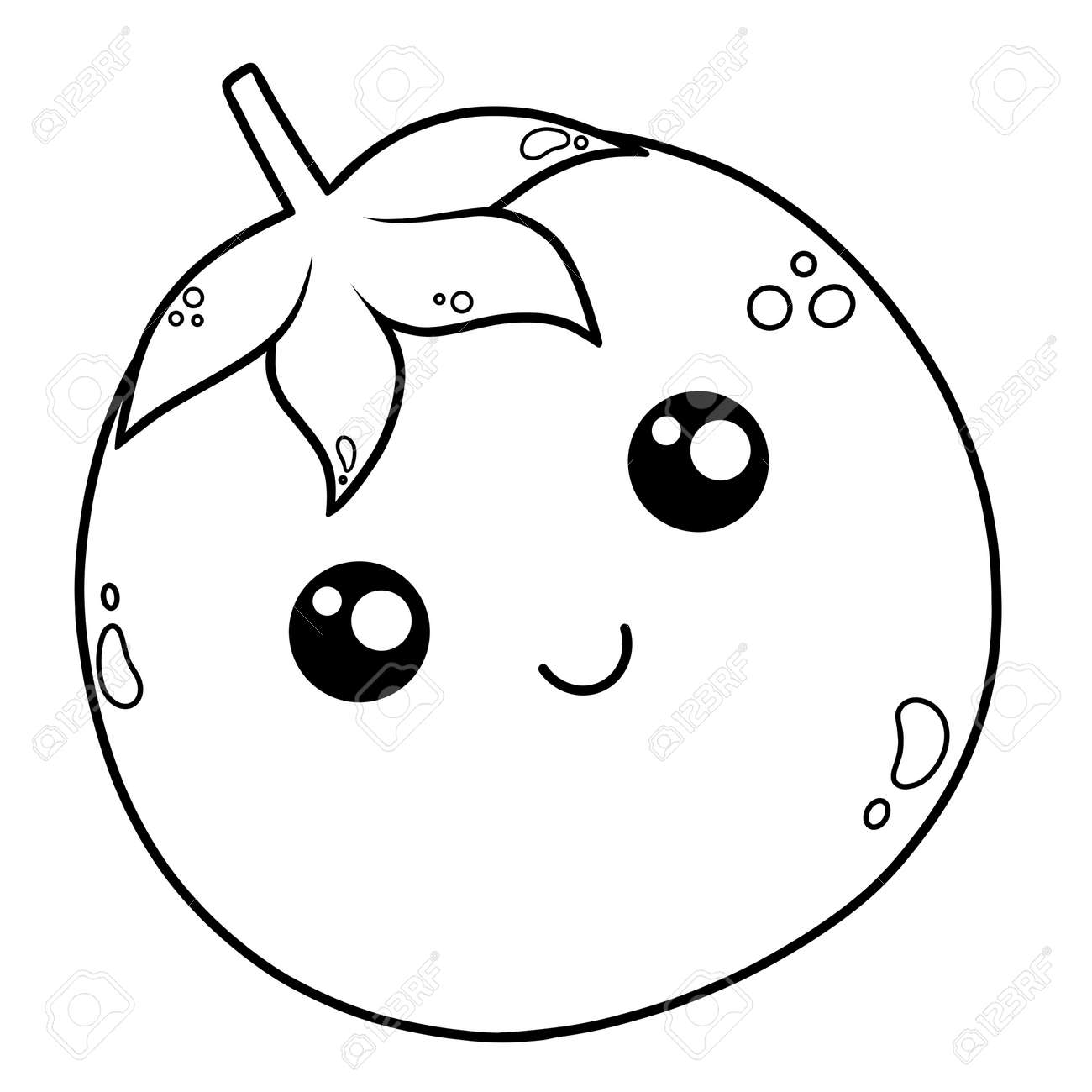 Coloring page with cute tomato stock photo picture and royalty free image image