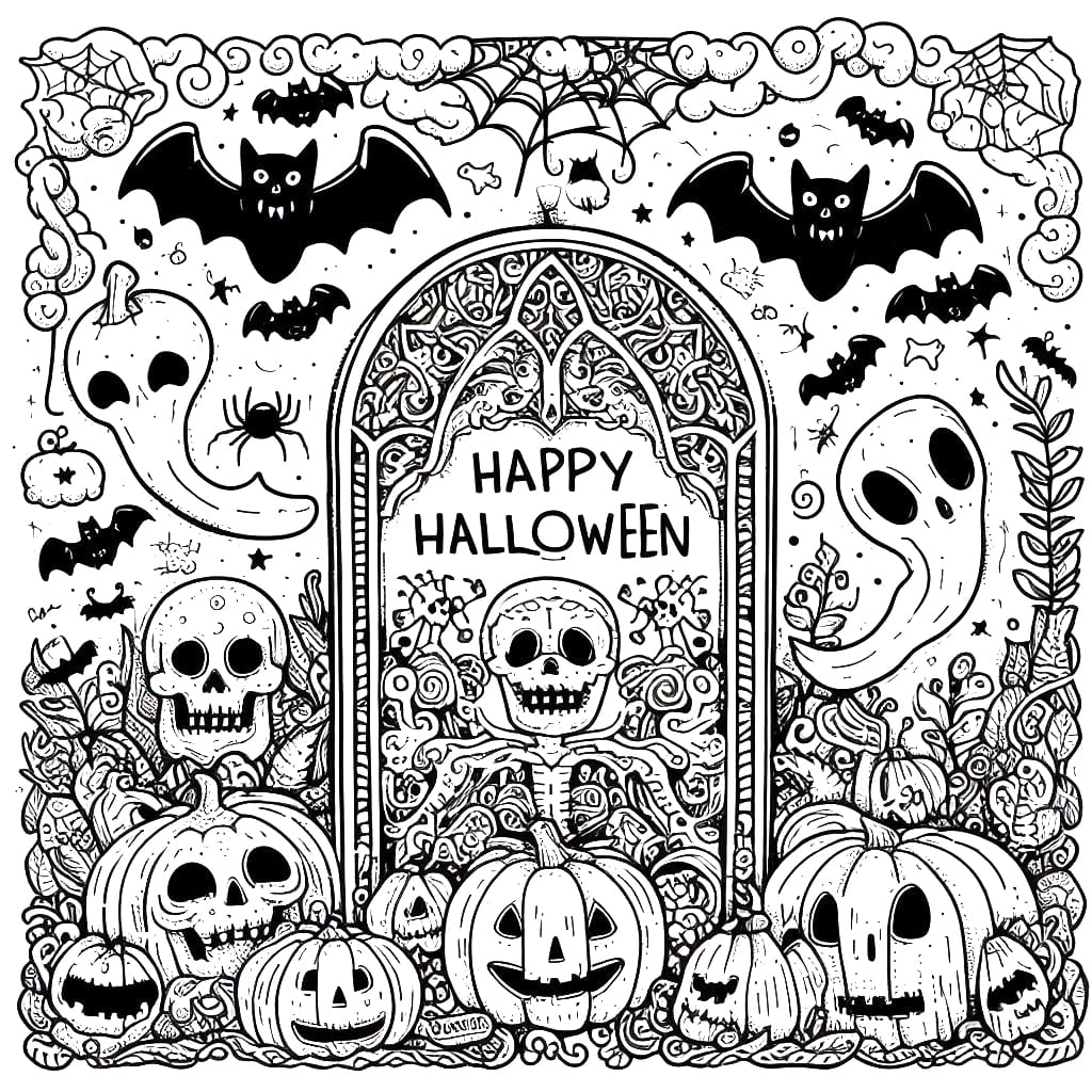 Tombstone for halloween coloring page