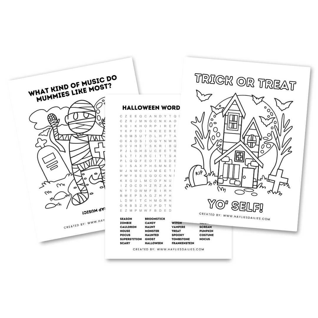 Free printable halloween coloring and activity pages for kids â haylies dailies