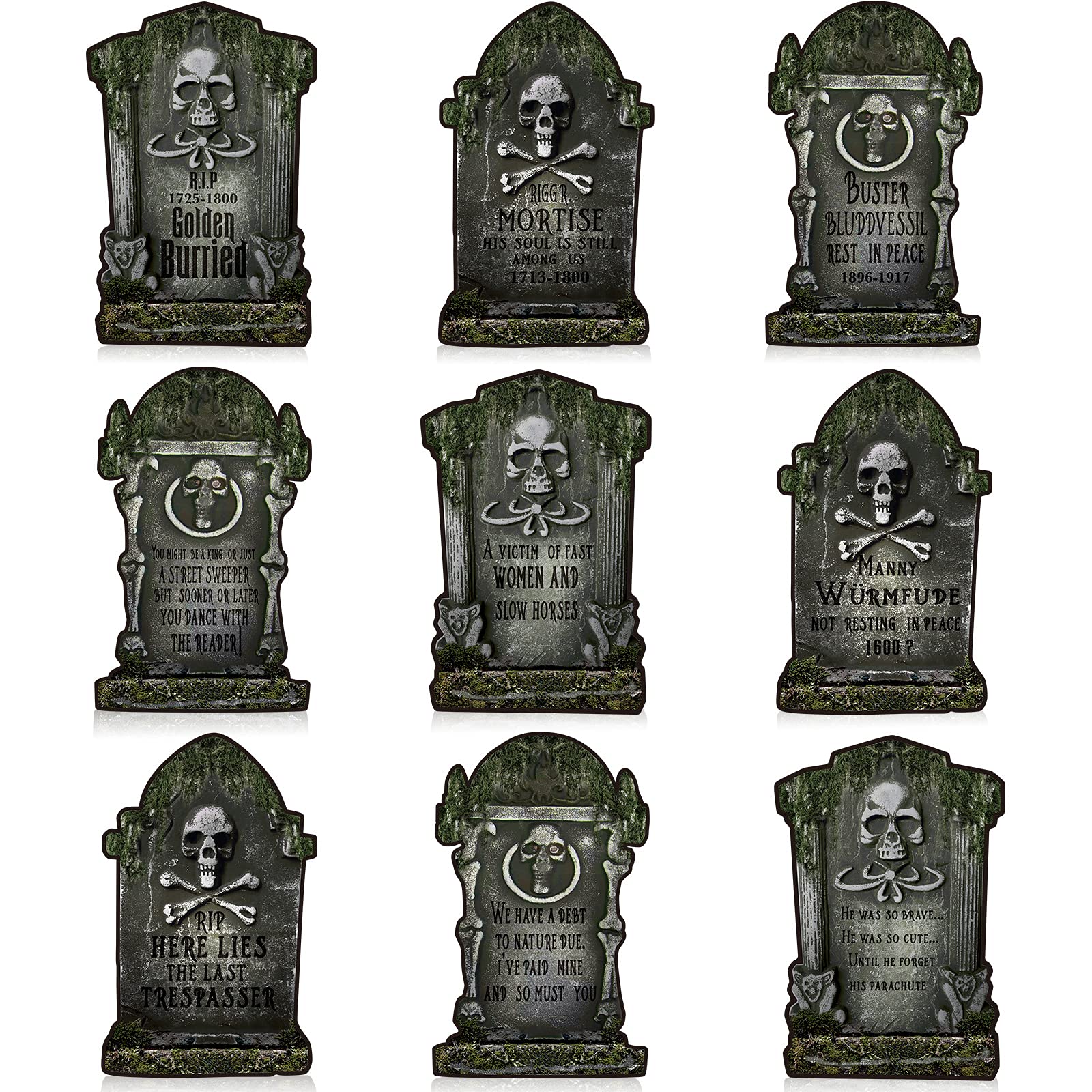 Clabby pieces halloween tombstone cutouts halloween graveyard tombstone cutouts headstone cutouts with skeleton and cross halloween party wall decorations halloween party haunted home supplies home kitchen