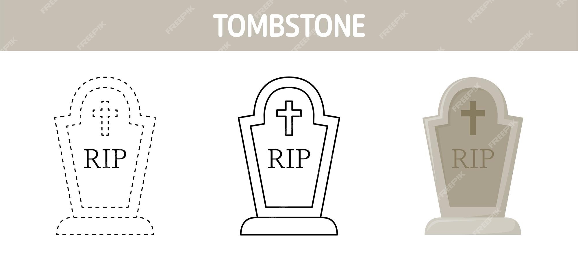 Premium vector tombstone tracing and coloring worksheet for kids