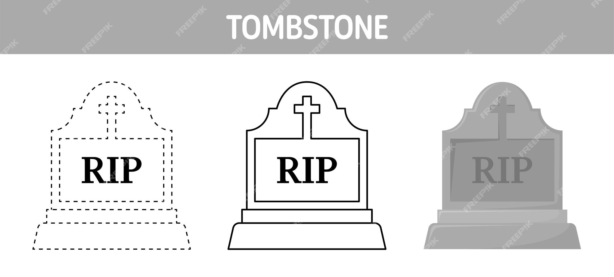 Premium vector tombstone tracing and coloring worksheet for kids