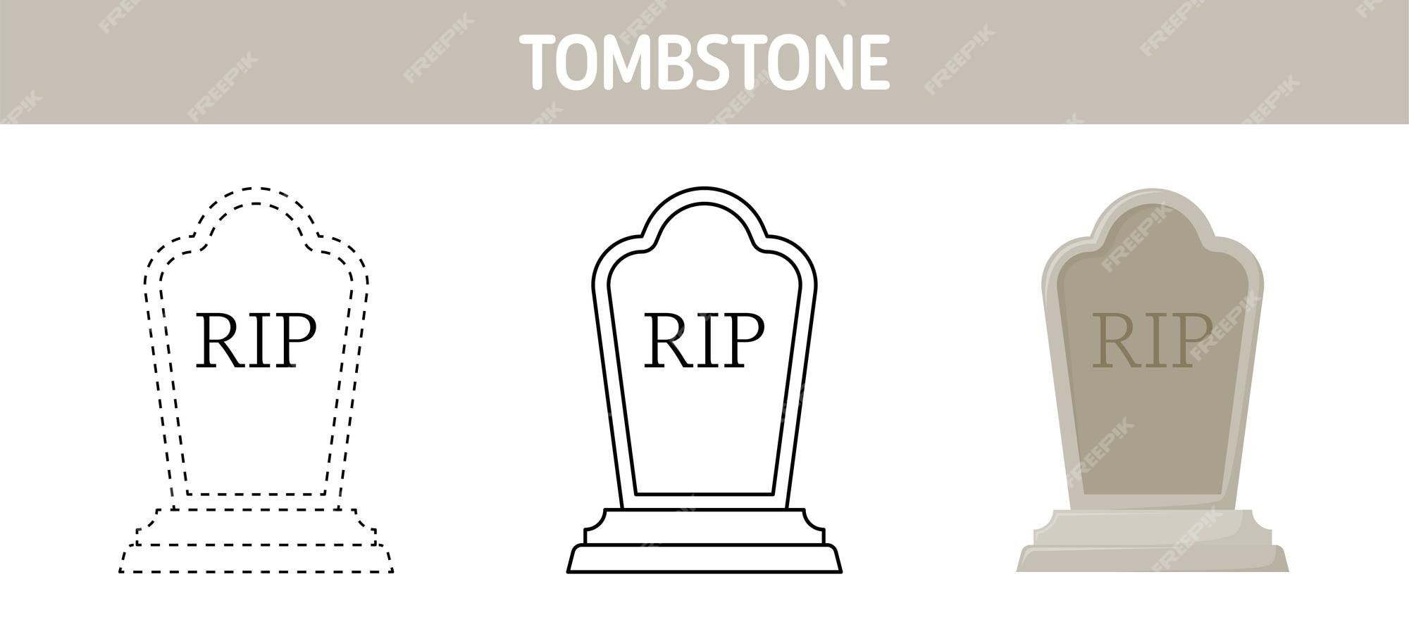 Premium vector tombstone tracing and coloring worksheet for kids