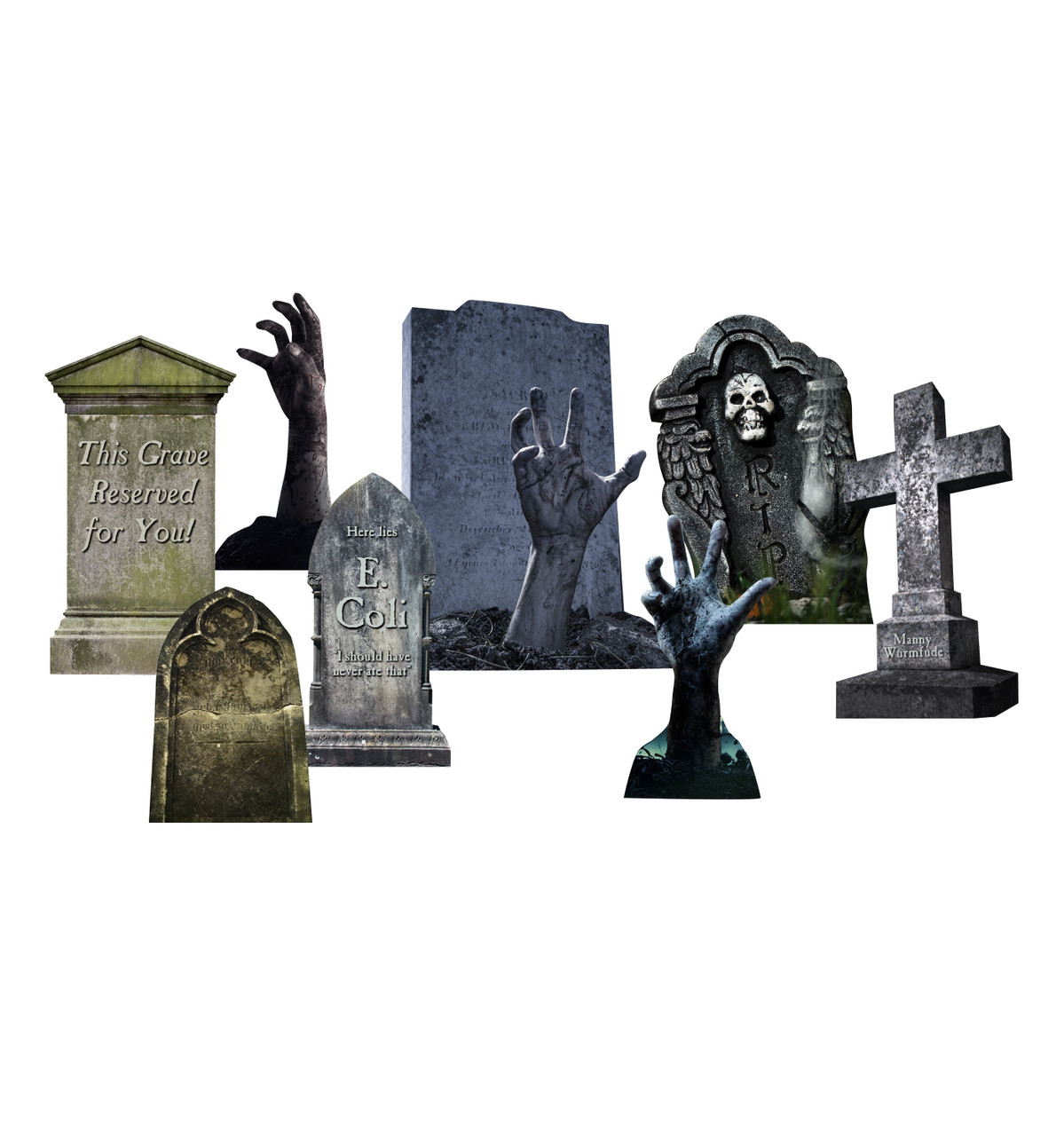 Tombstone and hands set outdoor halloween cardboard cutout