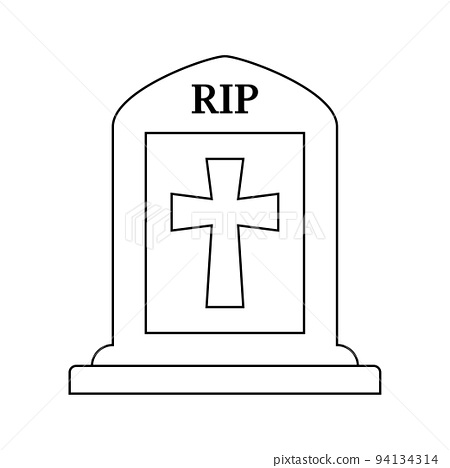 Coloring page with tombstone for kids