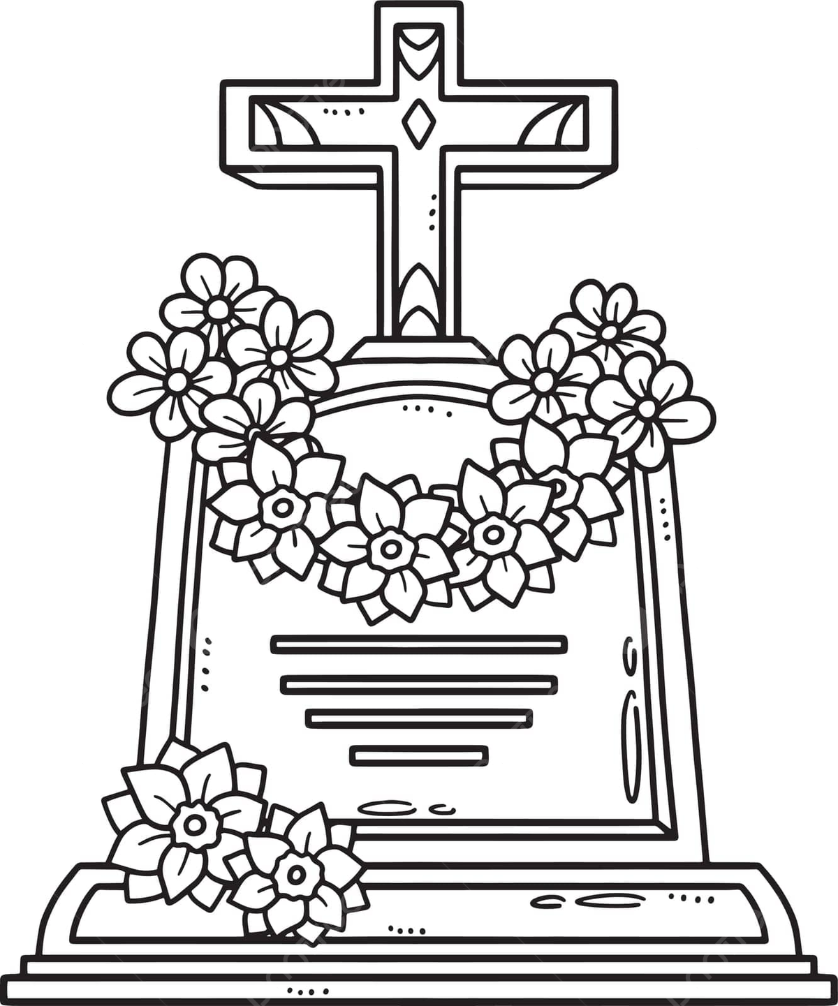 Tombstone with flower isolated coloring page silhouette remembrance day ceremony vector flower drawing tombstone drawing ring drawing png and vector with transparent background for free download