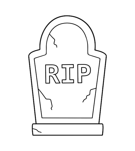 Premium vector rip gravestone isolated coloring page illustration halloween tombstone grave headstone graveyard