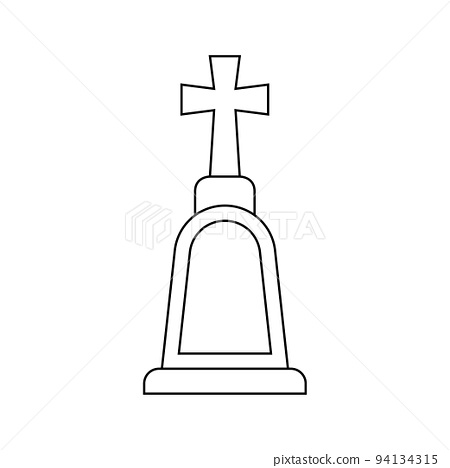 Coloring page with tombstone for kids