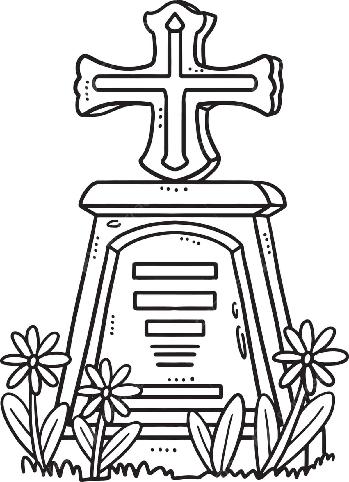 Tombstone with flower isolated coloring page cemetery ceremony design vector flower drawing tombstone drawing ring drawing png and vector with transparent background for free download