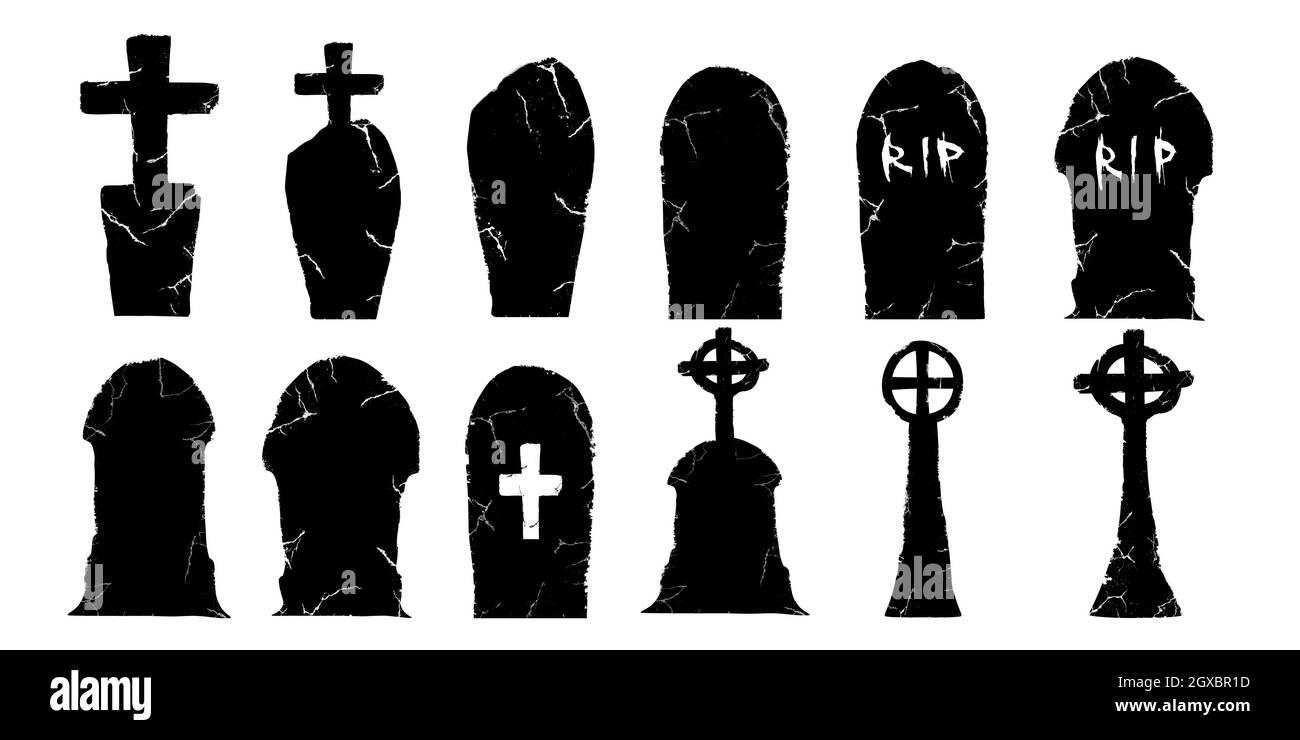 Gravestone illustration black and white stock photos images