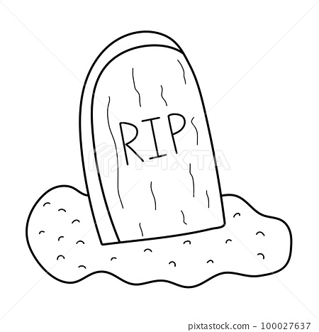 Halloween coloring page with rip tombstone