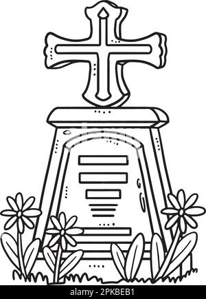 Tombstone isolated coloring page for kids stock vector image art