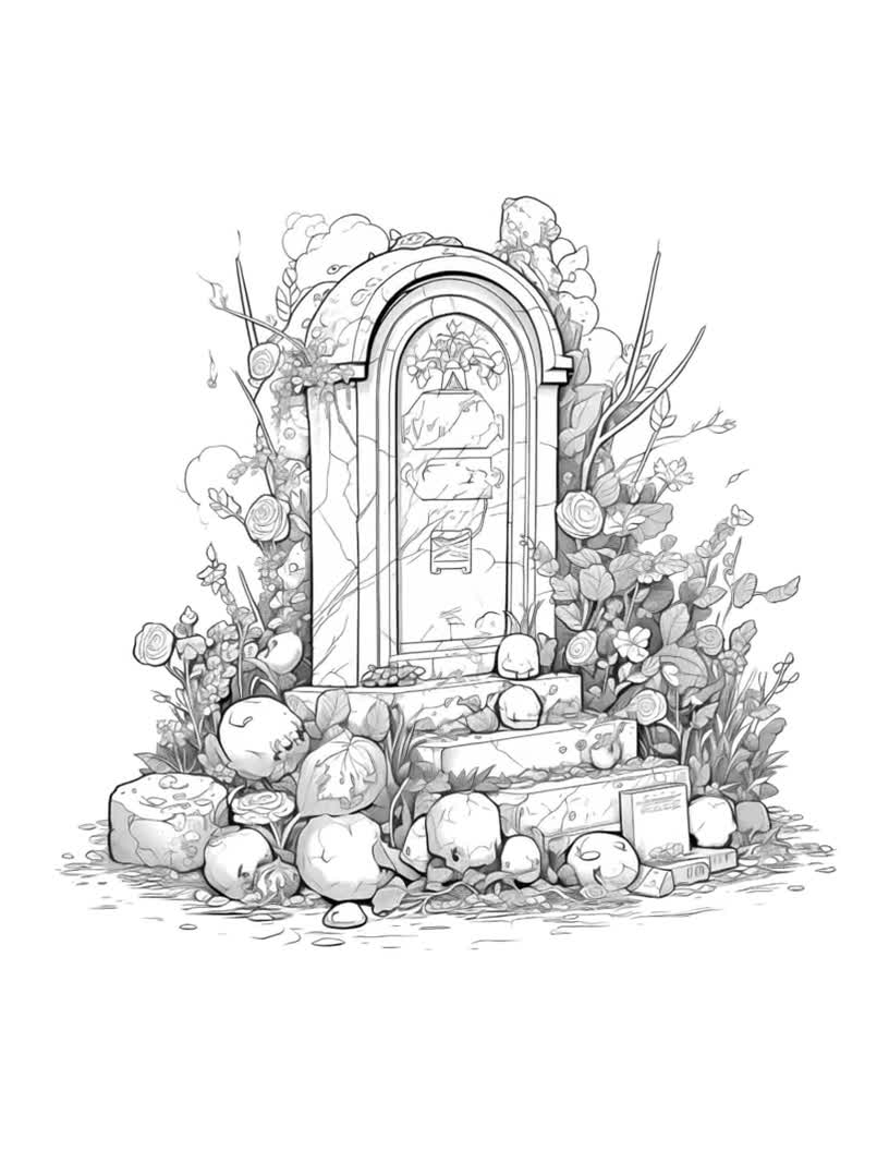 Halloween tombstones coloring pages for adults instant download halloween decor spooky prints graveyard print halloween printable