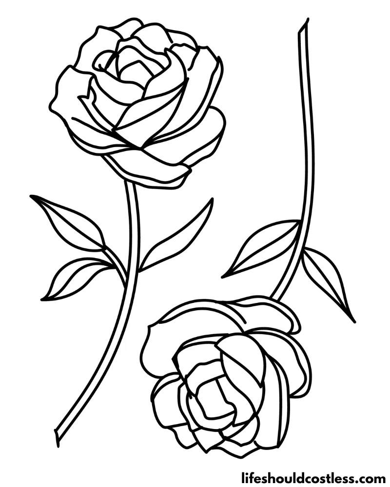 Rose coloring pages free printable pdf templates