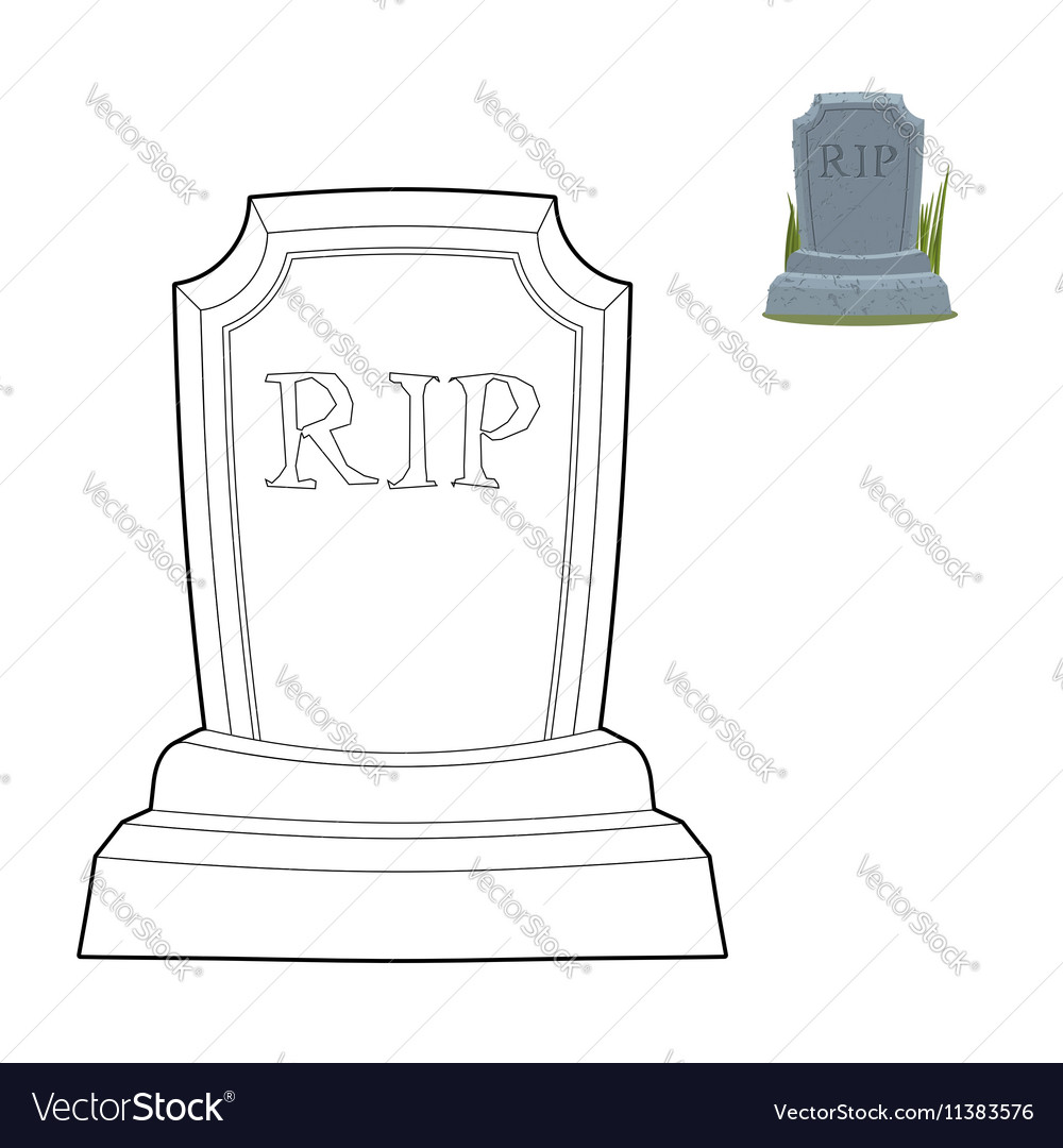 Tomb coloring book old gravestone in linear style vector image