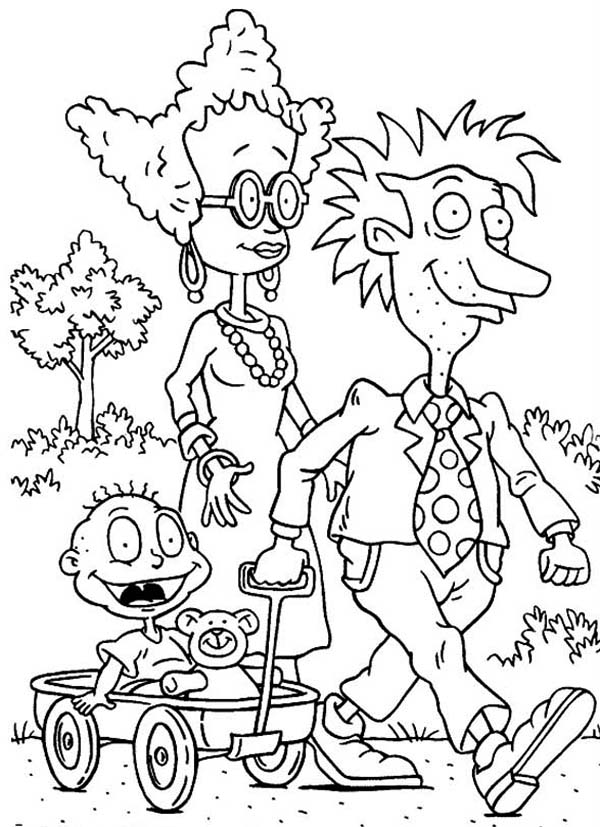 Tommy walking around with his parents in rugrats coloring page color luna cartoon coloring pages coloring pages coloring pages for kids