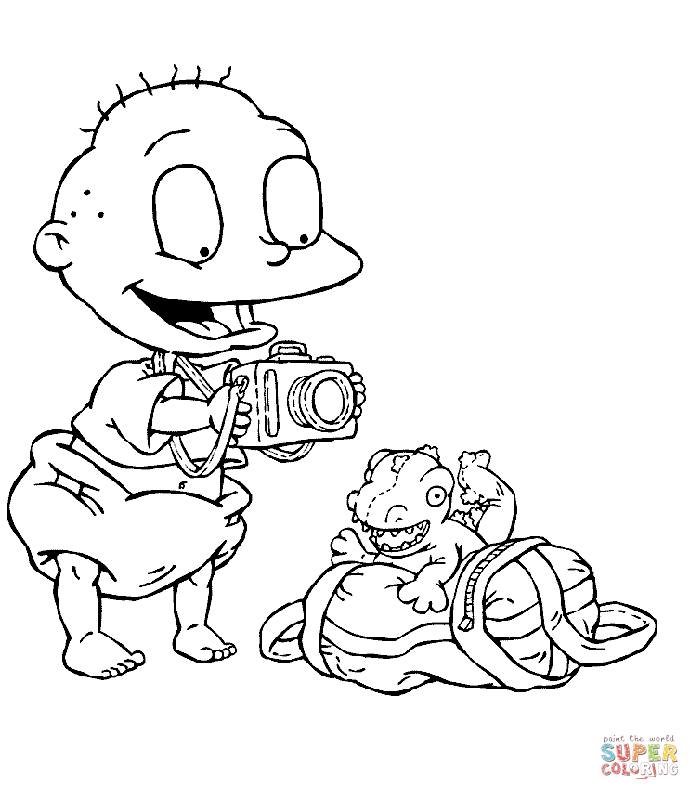 Tommy takes a picture of little dinosaur coloring page free printable coloring pages