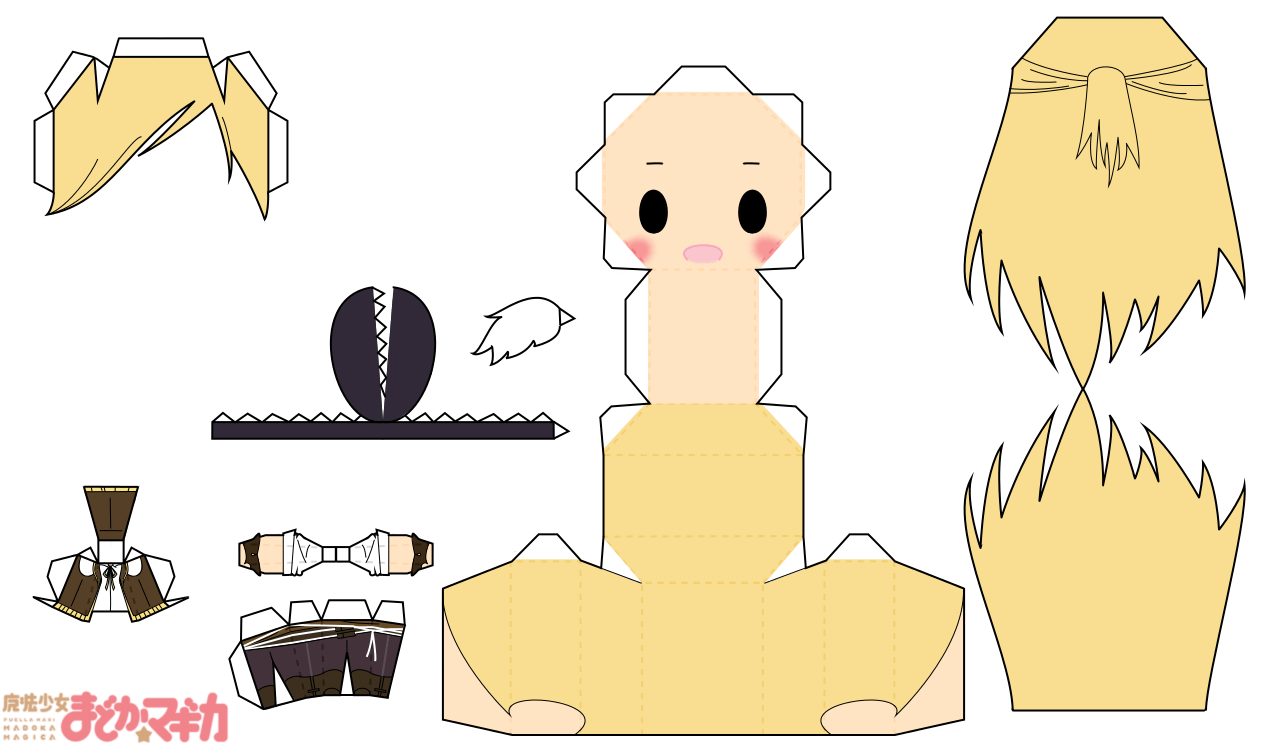 Mami tomoe chibi doll free printable papercraft templates