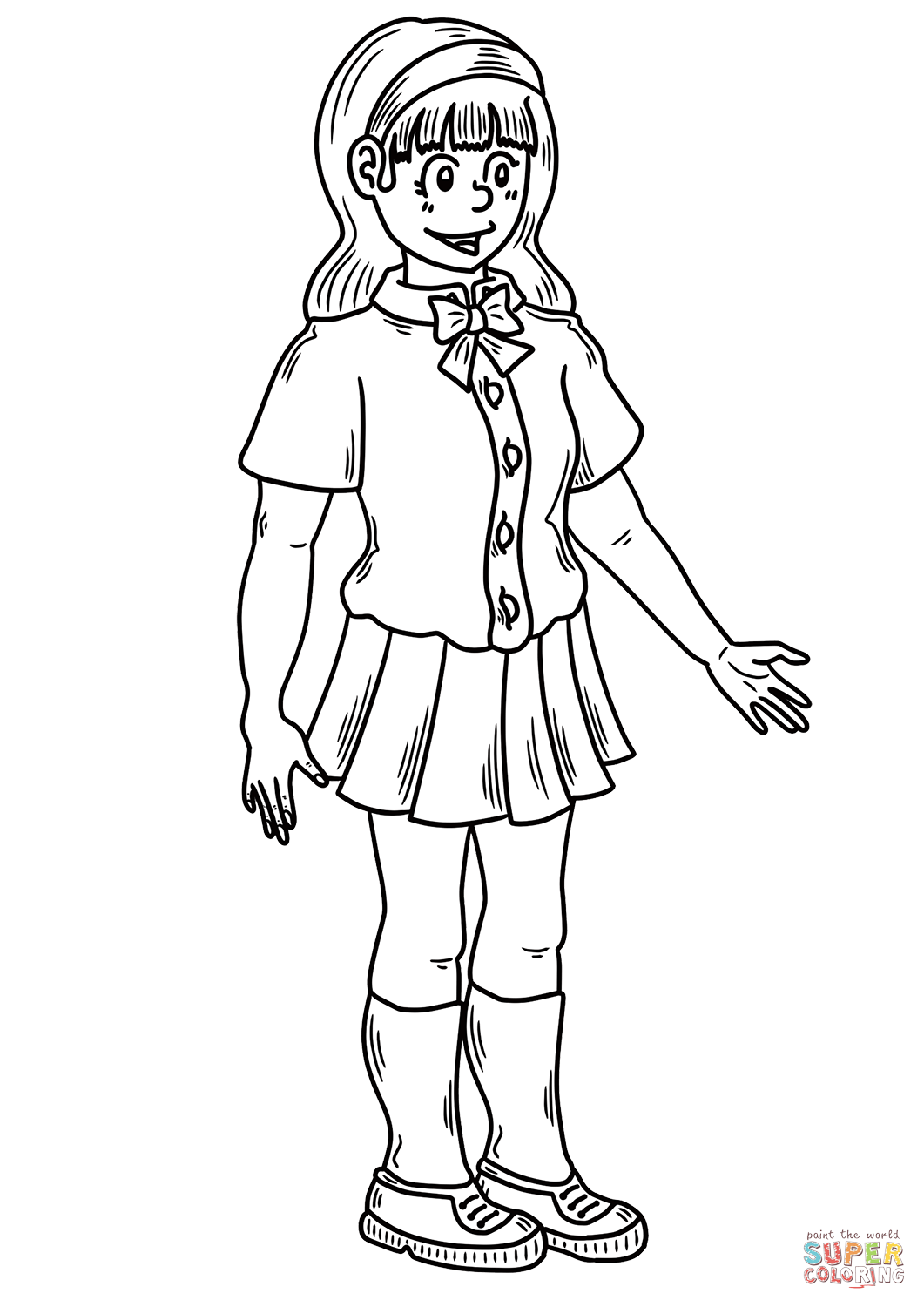 School girl coloring page free printable coloring pages