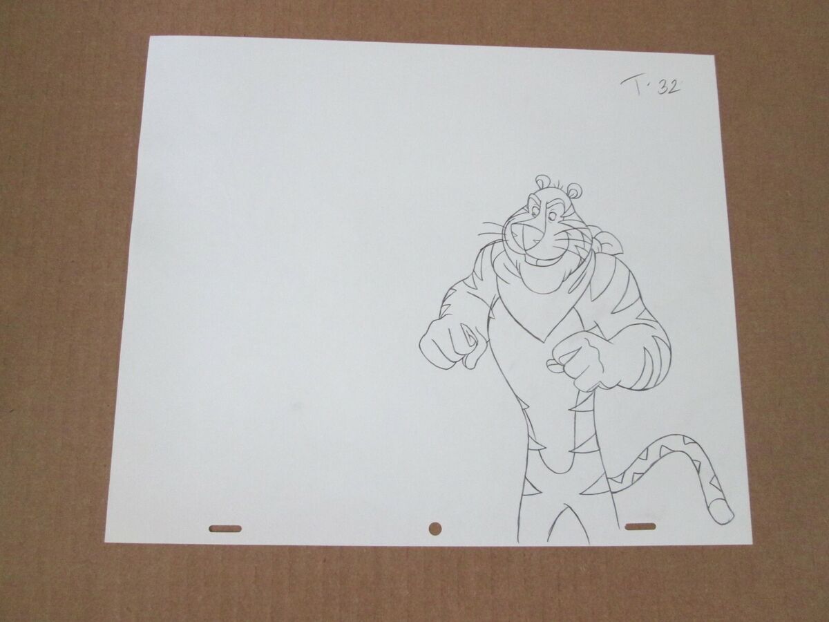 Tony the tiger drawing kelloggs frosted flakes sequence pencil cel drawings