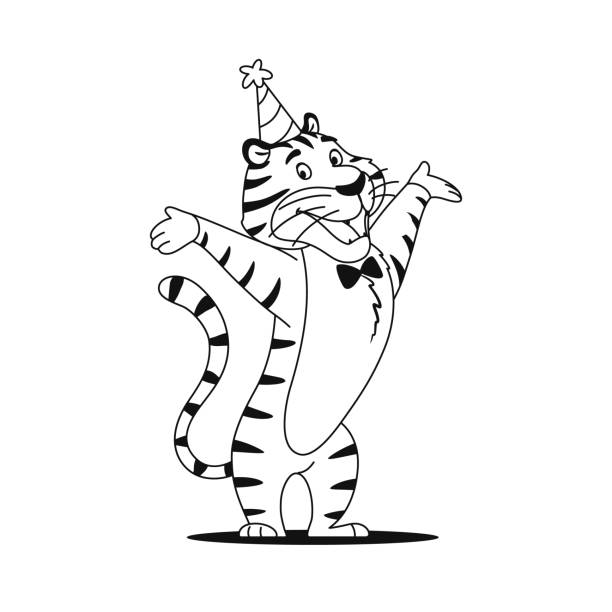 Drawing of outline of tiger stock illustrations royalty