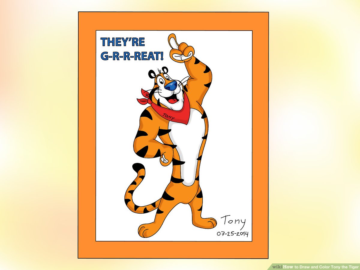 How to draw and color tony the tiger with pictures